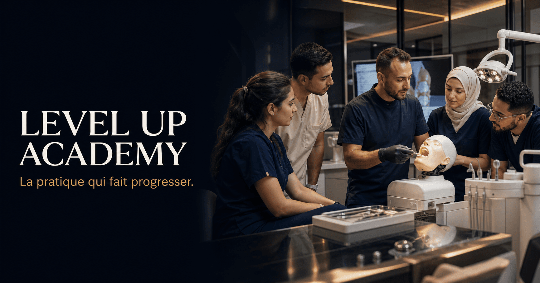 Atelier pratique Level Up Academy : un formateur guide le geste d’un participant